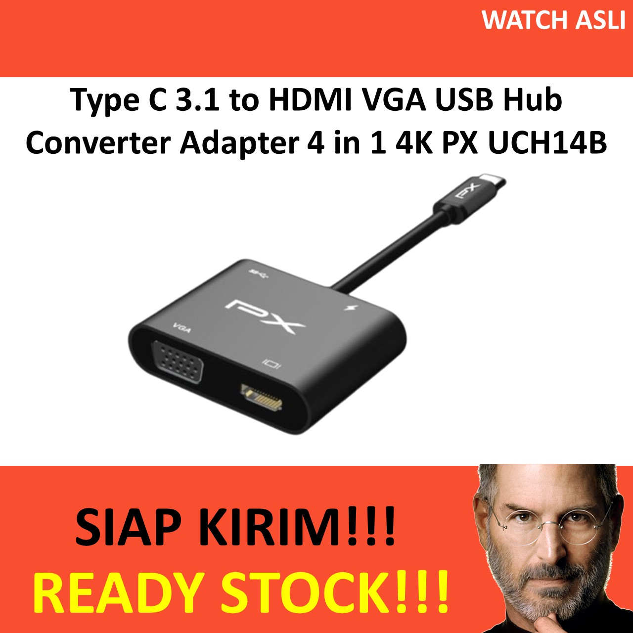 Type C 3.1 to HDMI VGA USB Hub Converter Adapter 4 in 1 4K PX UCH14B