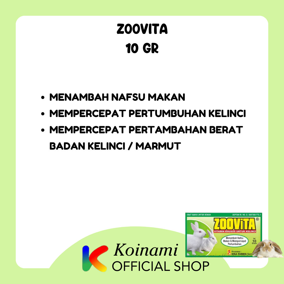 ZOOViTA 10gr @ 1 sachet / vitamin penambah nafsu makan Kelinci / marmut rabbit / obat / eka farma