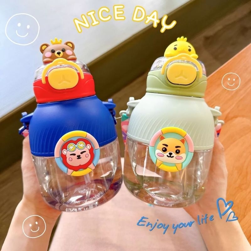 NEW BOTOL MINUM ANAK DISAIN KARAKTER  LUCU LUCU 550ML SEDOTAN DAN TALI 277-228