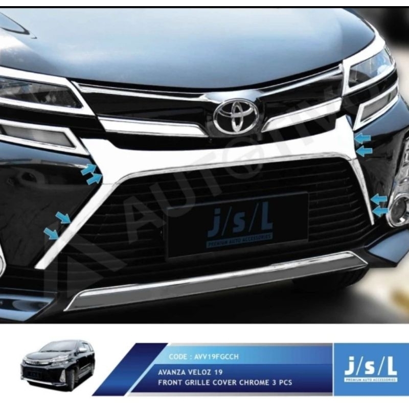 List Grill Depan Avanza Veloz 2019 Front Grille Cover Chrome 3 Pcs