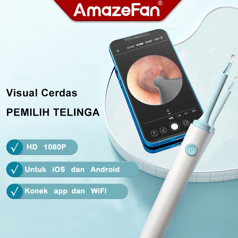 AmazeFan korek kuping LED smart Visual Earpick Wireless Korek Kuping Endoscope alat pembersih telinga pembersih telinga bayi smart camera pembersih kuping waterproof korek kuping earpick led bayi silicon korek telinga pembersih kuping WIFI