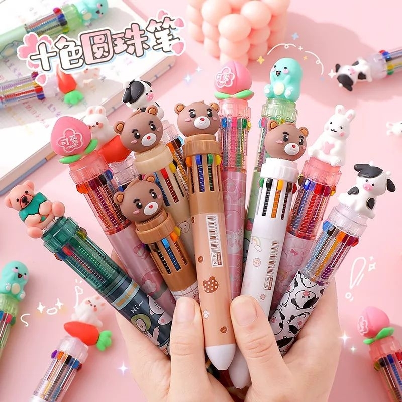 

[Peekastuff] Pena pulpen mekanik 10 warna motif beruang & unicorn