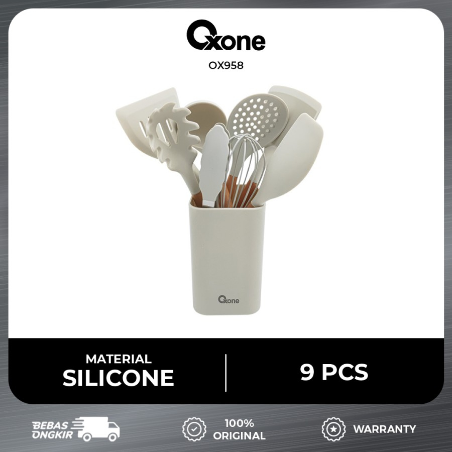 Kitchen Tools Silicone 9 pcs / Spatula Silikon Oxone OX-958 - Putih