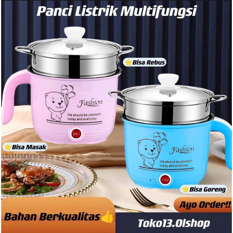 Panci Listrik Multifungsi Anti Lengket Free Kukusan / Steamer Stainless Lapis Keramik Teflon⭐ Toko13.Olshop⭐