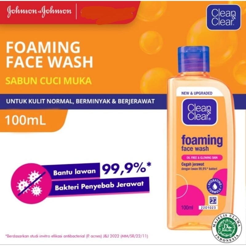 CLEAN&amp;CLEAR Sabun Cuci Muka FOAMING FACIAL WASH 100 ml