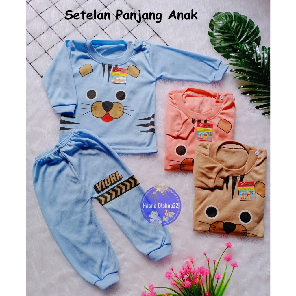3Pcs Setelan Oblong Panjang Kancing Pundak Motif Terbaru Laki-laki dan Perempuan