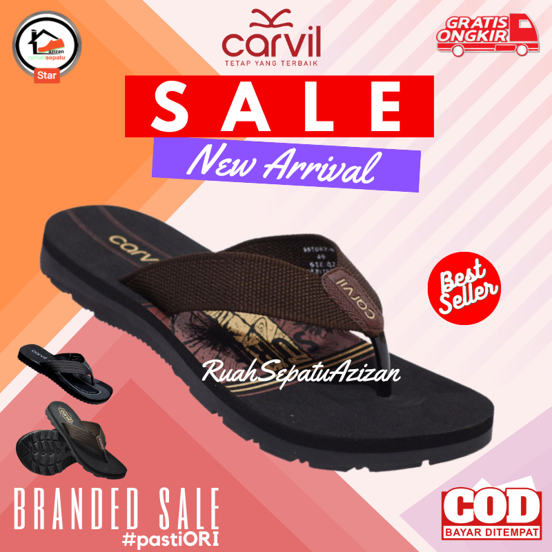 Carvil Bahamas M | Benjiro-M | Lumos-M | Satoru-M | Sandal Pria Remaja Laki Laki Jepit Spon Flip Flop Original Asli Carvil