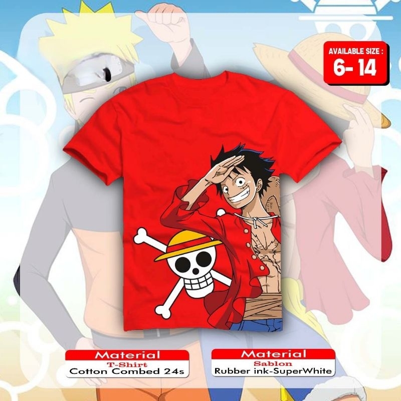 Kaos 05hk0sh Premium naruto one piece Series Size Junior 6-14T kaos naruto one piece