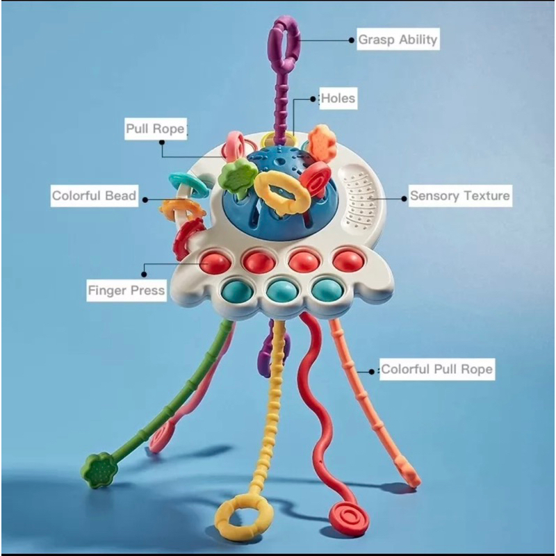 Teether Bayi Gigitan Bayi Bpa Free 6-12 Bulan Mainan Edukasi Montessori Tarikan Sensorik Silikon