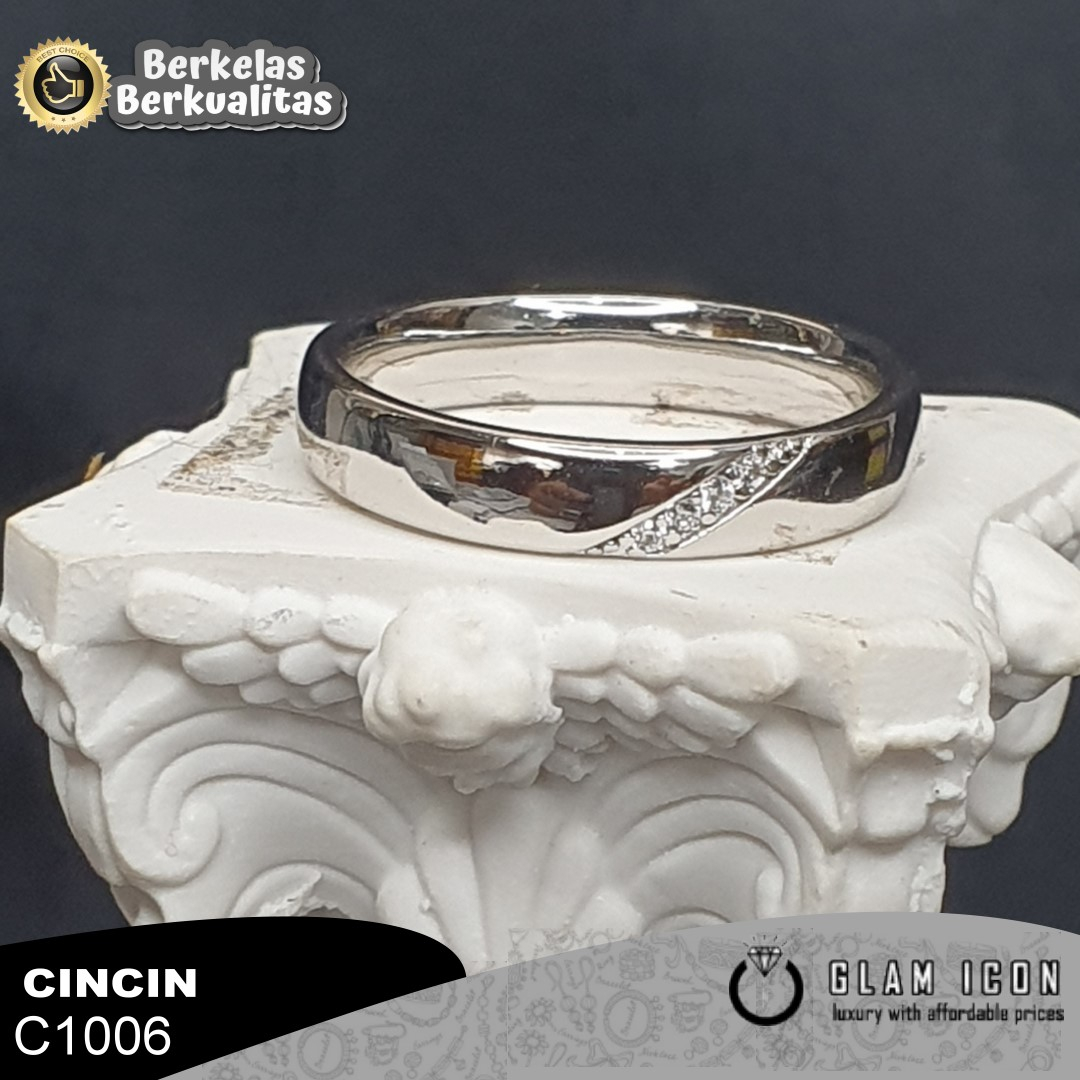 Cincin Couple simple mata baris silang C1006 CCS