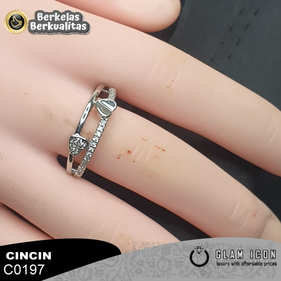 GLAMICON JEWELRY - Aksesoris wanita Cincin Wanita Dua layer mata love C0197 CCS