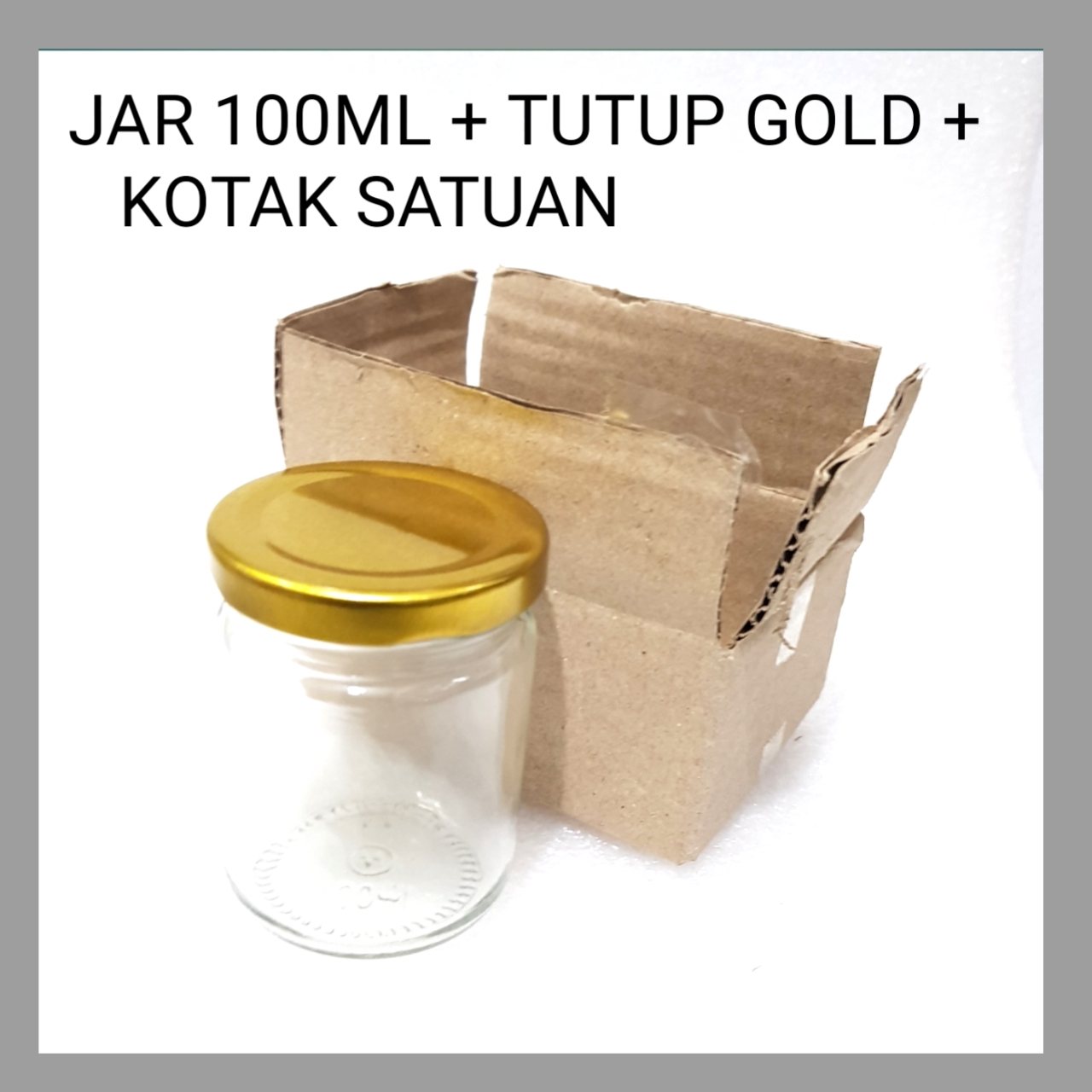 100ML + TUTUP GOLD Silinder 100 ml + TUTUP SENG GOLD BARU / Jar 100 ml BARU / Botol kaca 100 ml / Khusus Gojek  jkt144