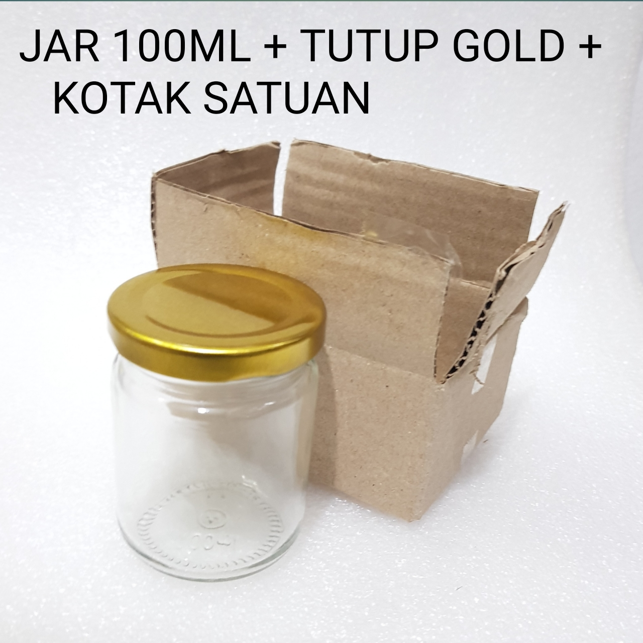 100ML + TUTUP GOLD Silinder 100 ml + TUTUP SENG GOLD BARU / Jar 100 ml BARU / Botol kaca 100 ml / Khusus Gojek  jkt144