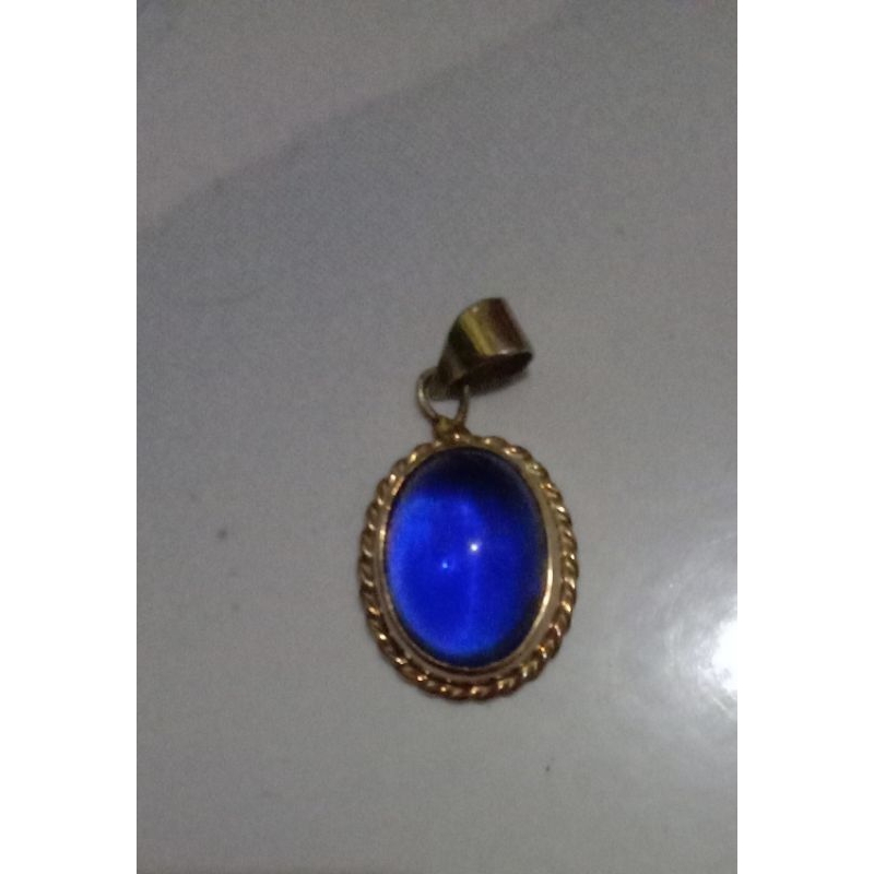 LIONTIN PERAK ASLI SEPUH EMAS DAN BATU PERMATA KING SAFIR