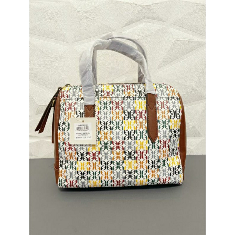 FOSSIL sydney satchel white multi crossbody bag