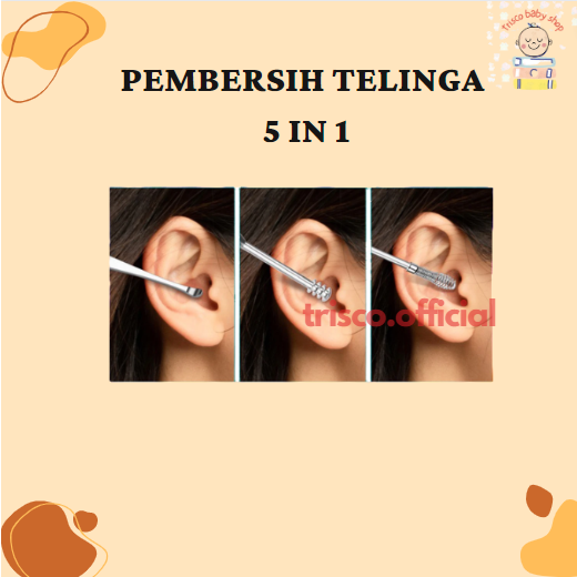 Pembersih Telingan Korek Kuping 5 in 1 Stainless