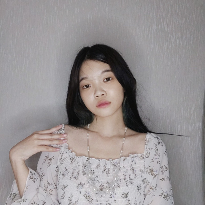 Kailee Crystal Pearl Flowery Necklace Kalung Kristal Panjang Mutiara Bunga Hijab Friendly