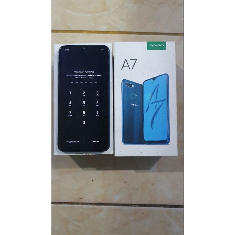Oppo A7 ram 4/64 Lupa Sandi kelengkapan Hp & dus, lcd lokal