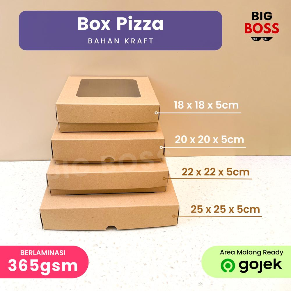 Dus Box Pizza Brownies 25x25x5 Coklat Laminasi / Kotak Cake Kue Roti / Box Puff Pastry Jendela