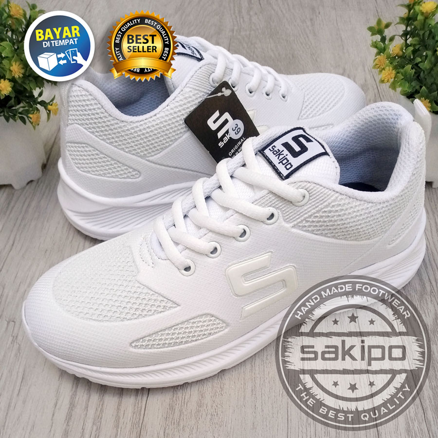 PROMO 6.6 !! SEPATU OLAHRAGA LARI PUTIH / SEPATU OLAHRAGA OUTDOOR PRIA WANITA / SEPATU LARI JOGGING / SEPATU SENAM FITNES DAN GYM PUTIH / SEPATU GERAK JALAN 17 AGUSTUS KEMERDEKAAN / SAKIPO