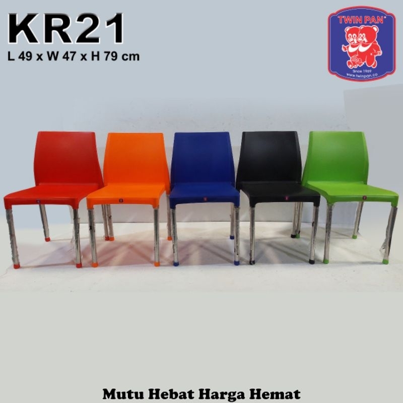 Kursi Bangku Makan Kafe Cafe Kantor Kerja Kantin Warkop Warung Sandar Sender Sandaran Senderan Plastik Kaki Stainless Steel Besi TWINPAN TWIN PAN KR21 KR 21
