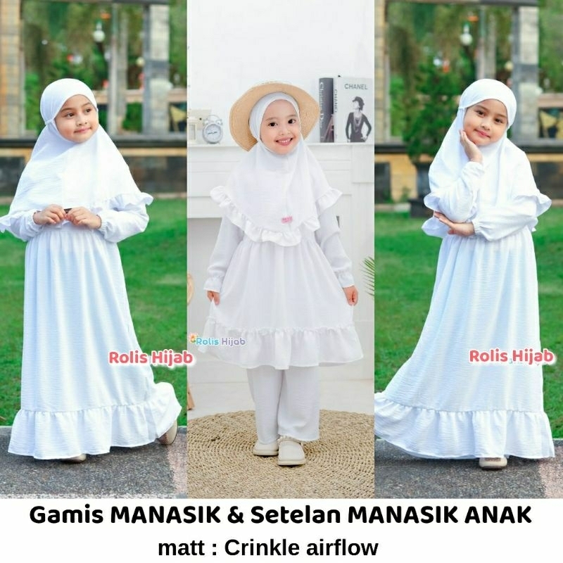 Gamis Putih gamis manasik Anak gamis anak perempuan stelan anak gamis harian gamis muslim pakaian anak perempuan anak gamis putih anak usia 4 -10 thn