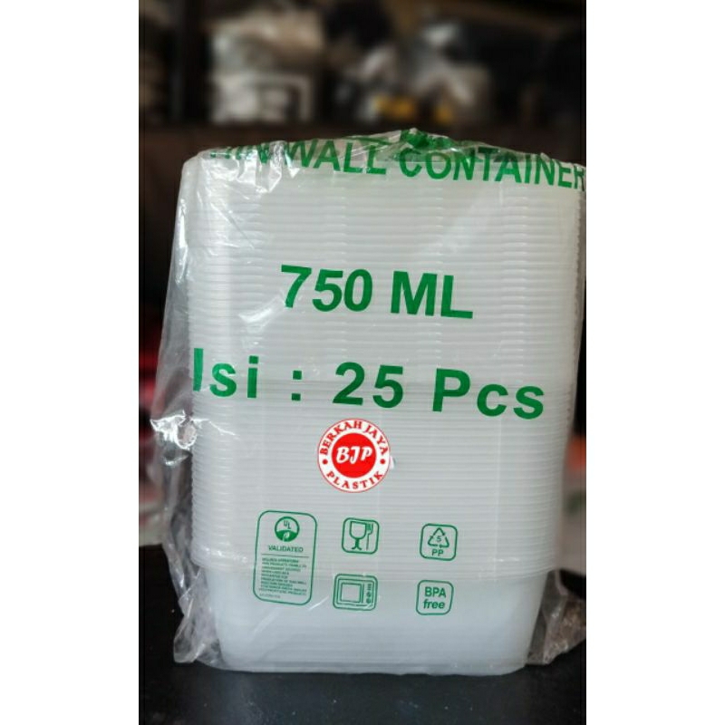 Thinwall box persegi DM 750 ml / kotak makan DM 750 ml