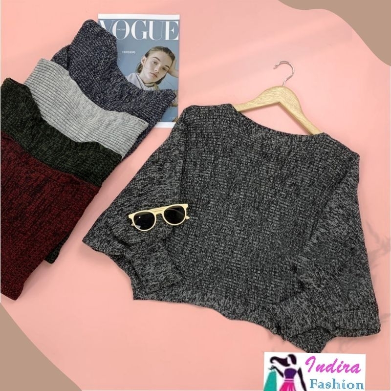 Sweater Batwing Twist Oversized Lengan Balon Rajut Tebal