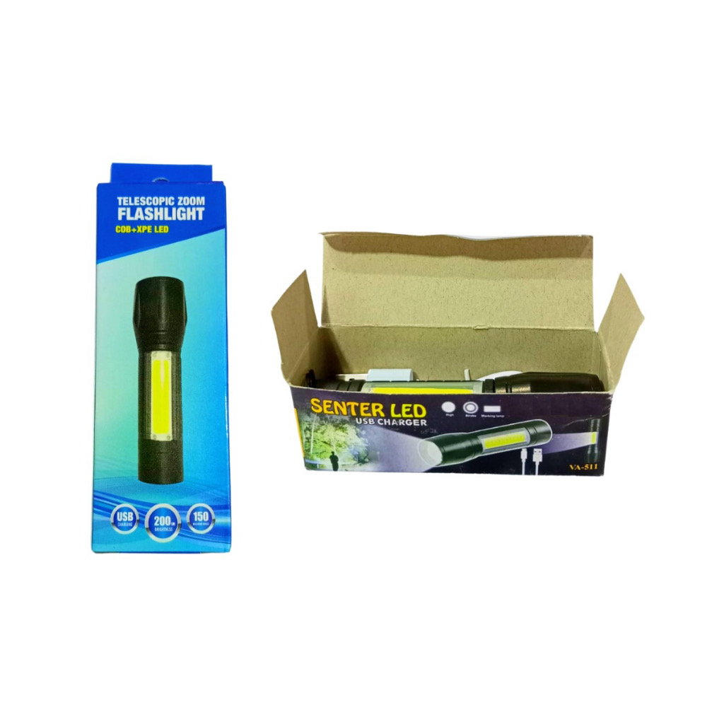 SENTER - Alat Senter Swat Mini Zoom Center Super Terang Flashlight Usb Charger Lampu Penerangan Piknik Camping Hiking