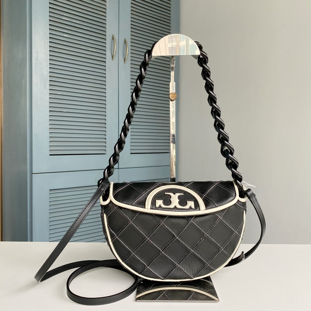 TB 143575 146297 Fleming Mini Crescent Bag Soft Leather Underarm Bag Cross Shoulder Bag Half Moon Bag byb