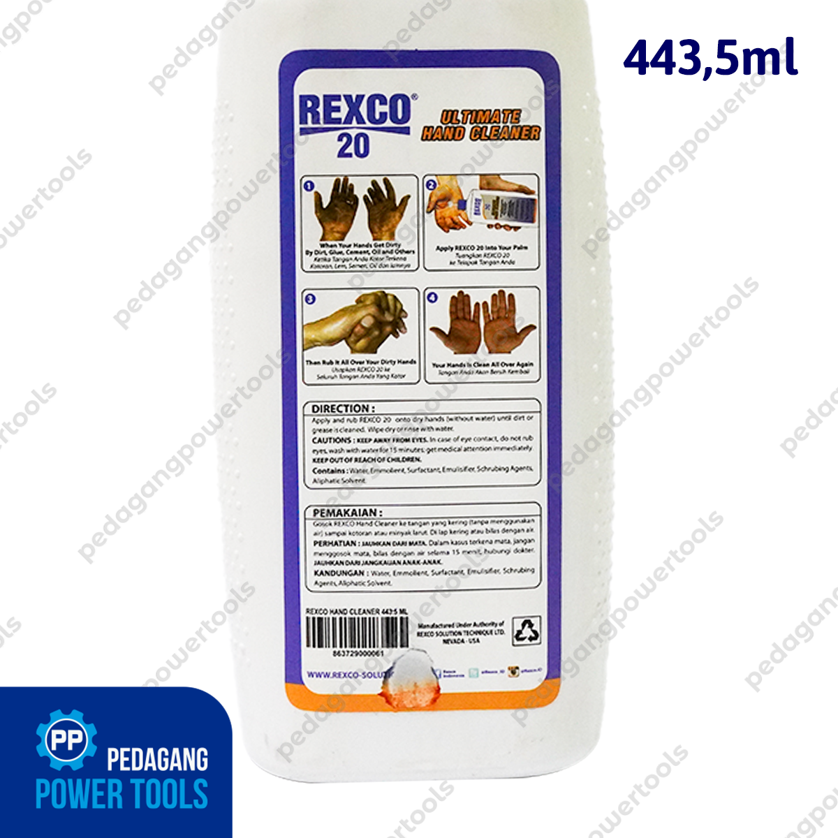 REXCO 20 443.5 ml Hand Cleaner Soap Sabun Cuci Tangan Pembersih Oli