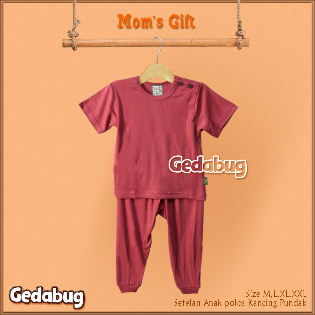 Setelan CPR Moms Gift Polos | Setelan Kaos anak Kancing Pundak | Gedabug