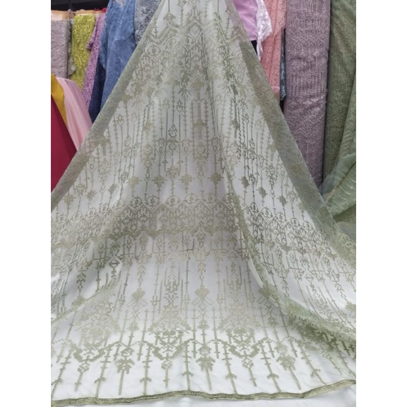 Bahan Organza motif sapto Kain kebaya atasan gaun