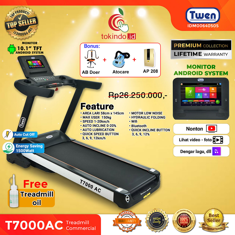 Alat Fitness Treadmill Commercial Elektrik Murah Twen T7000AC/Treadmil