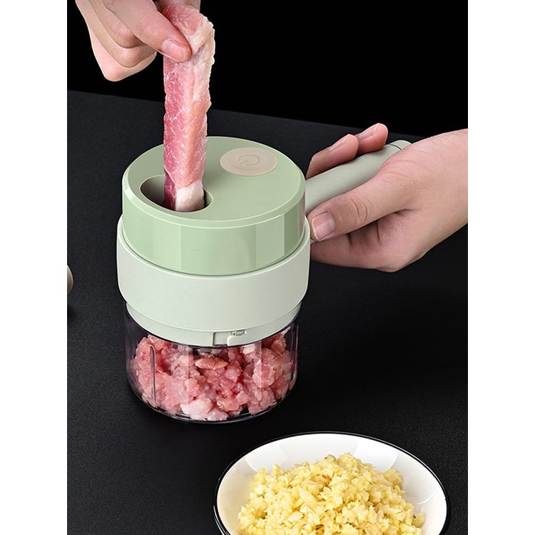 Pemotong Sayur 4 in 1 Set Food Chopper Electric Vegetable Cutter / Food Chopper Electrik 4 in 1 Alat Pemotong Sayuran / Bawang Putih / Blender Cabe / Food Chooper Wireless 4 in 1/ Penggiling Bumbu Serba Guna Tanpa Kabel