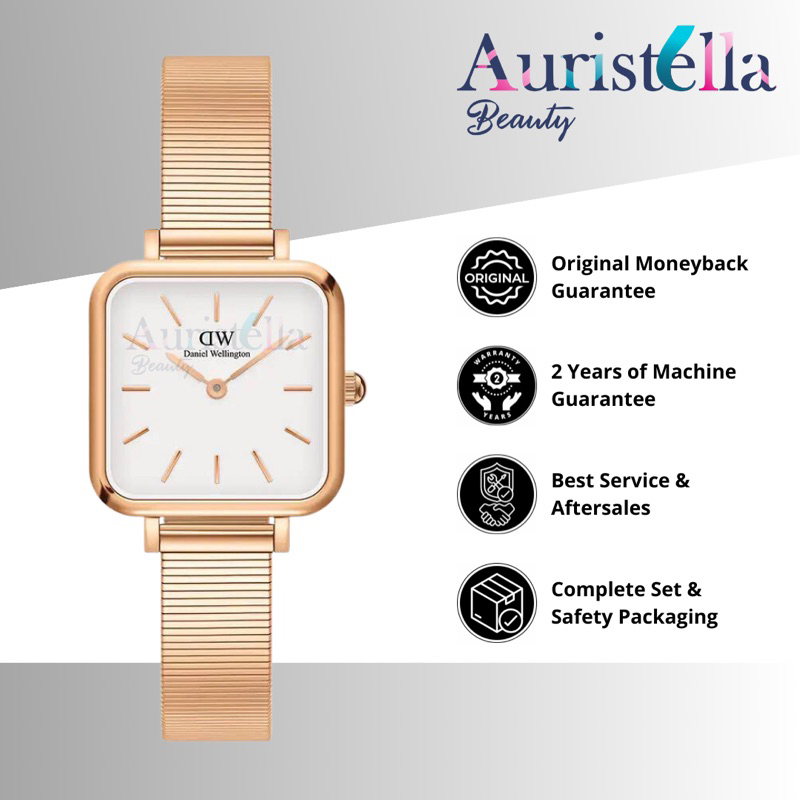 JAM TANGAN DANIEL WELLINGTON QUADRO STUDIO WHITE ROSE GOLD 22x22MM DW ORIGINAL