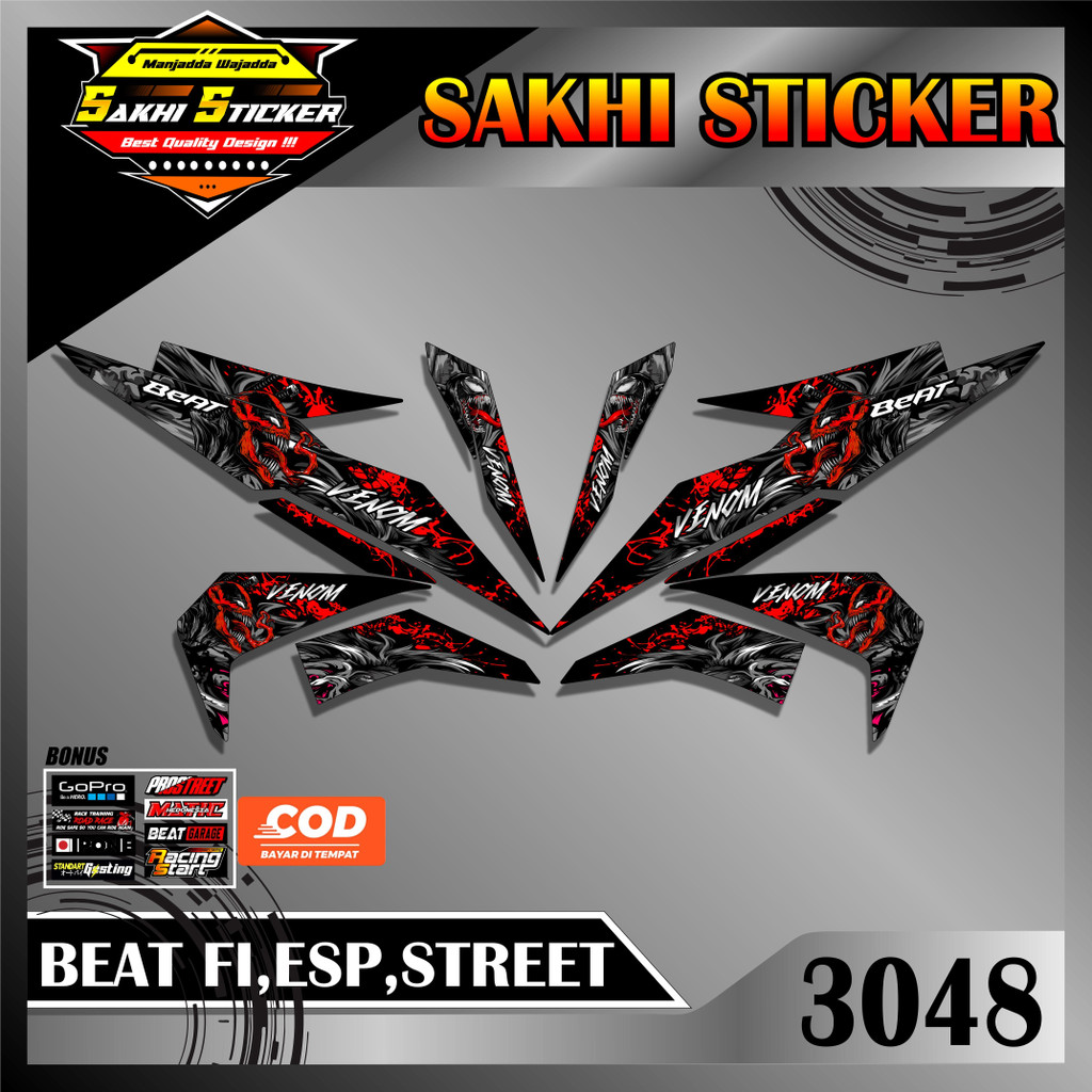 3048 STICKER STRIPING MOTOR BEAT FI,ESP,STREET 2017-2019  VENOM SEMI FULL