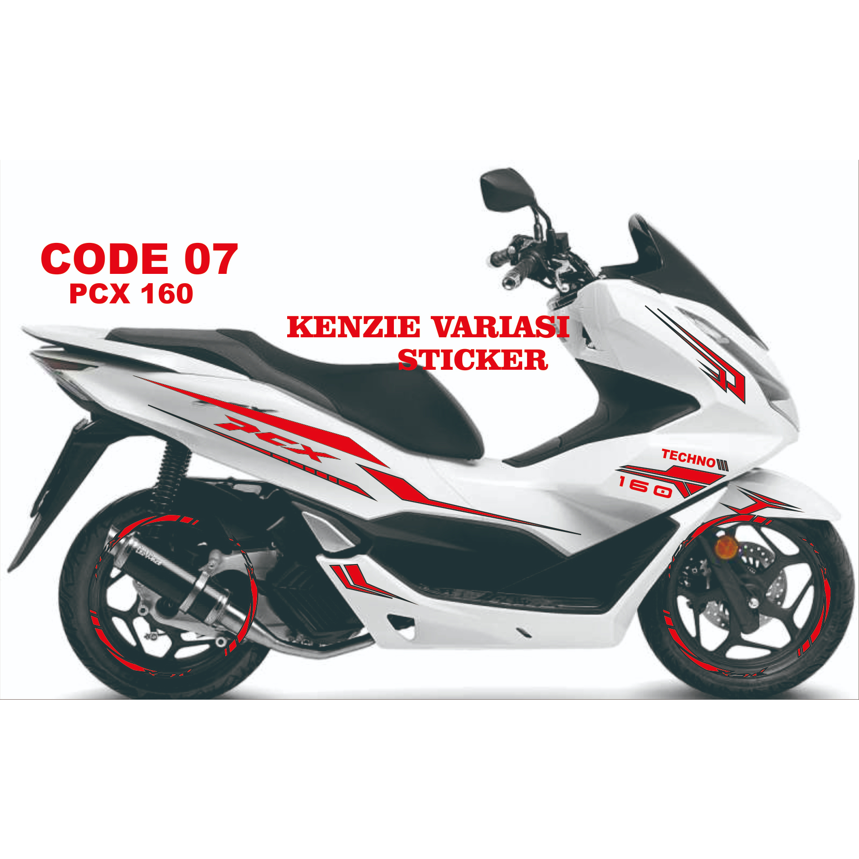 #07 VARIASI MOTOR HONDA PCX 160 NEW aksesoris stiker striping semi full body cutting sticker variasi