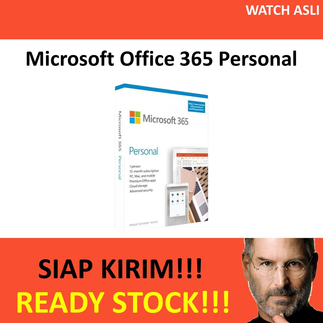 Microsoft Office 365 Personal Asli Resmi Subscription for 1 Year Use