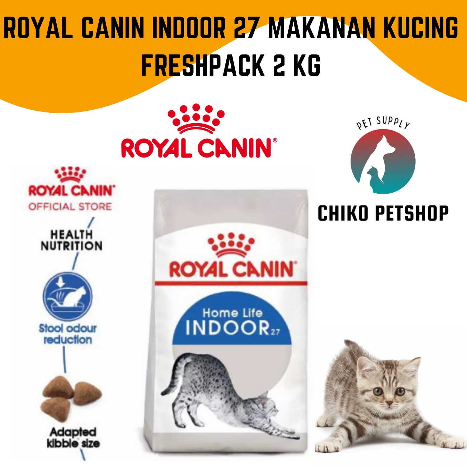 Royal Canin INDOOR 27 makanan kucing freshpack 2 kg