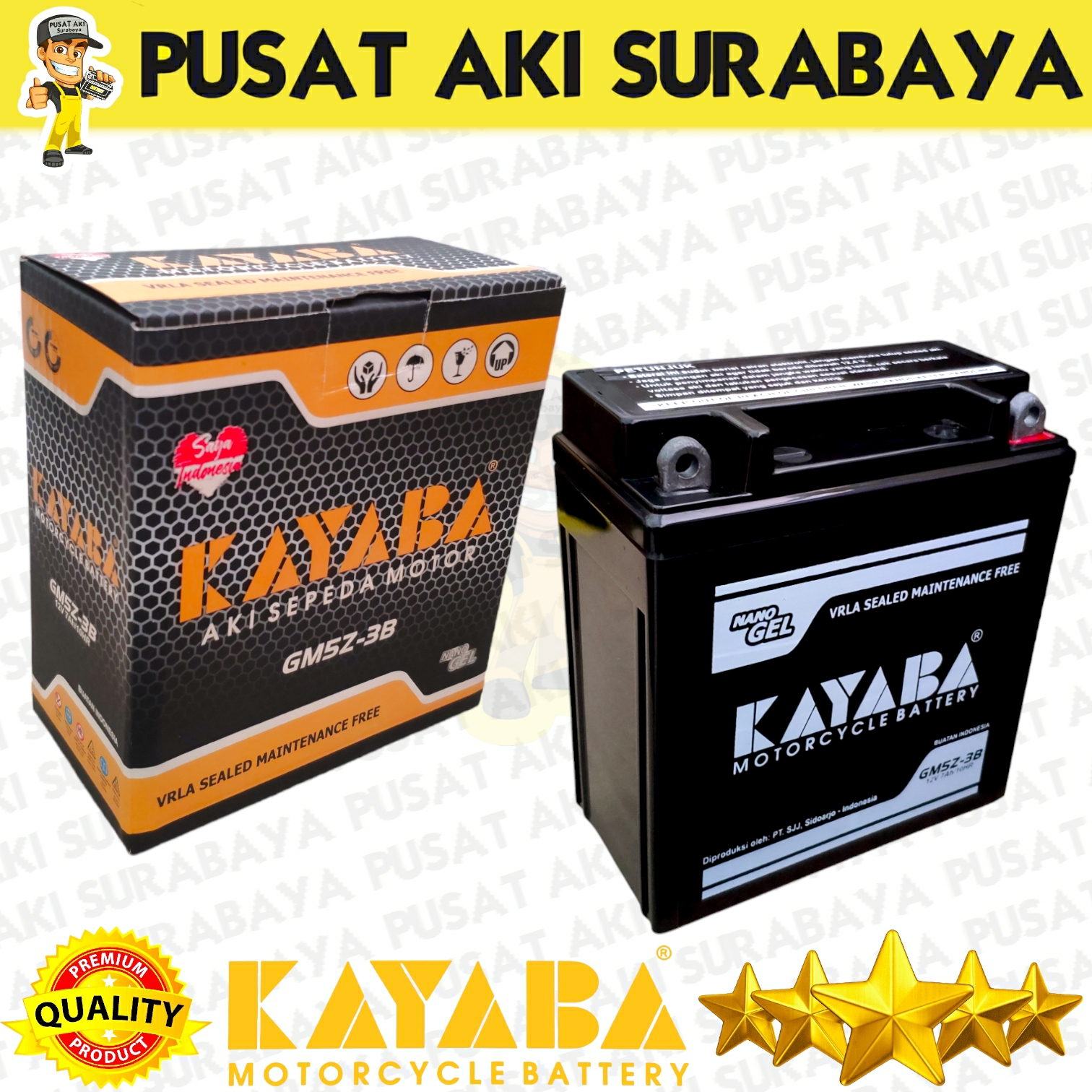 MURAH BERGARANSI KAYABA GM5Z GT6A 12V 7AH SEPEDA MOTOR MEGAPRO PRIMUS MIO SPORTY SHOGUN 110 LEGENDA MTX5AL YB5LB YT7C GT6A