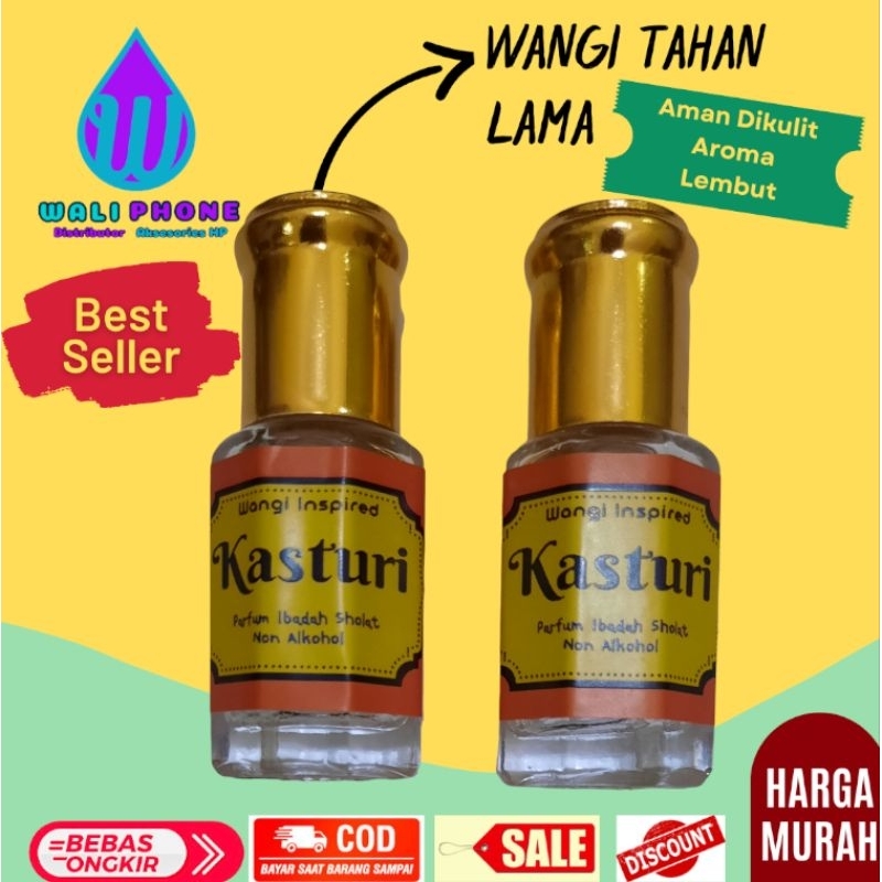 kasturi parfum arabia ibadah sholat jamaah haji umroh buat badan dan baju non alkohol botol oles 6ml