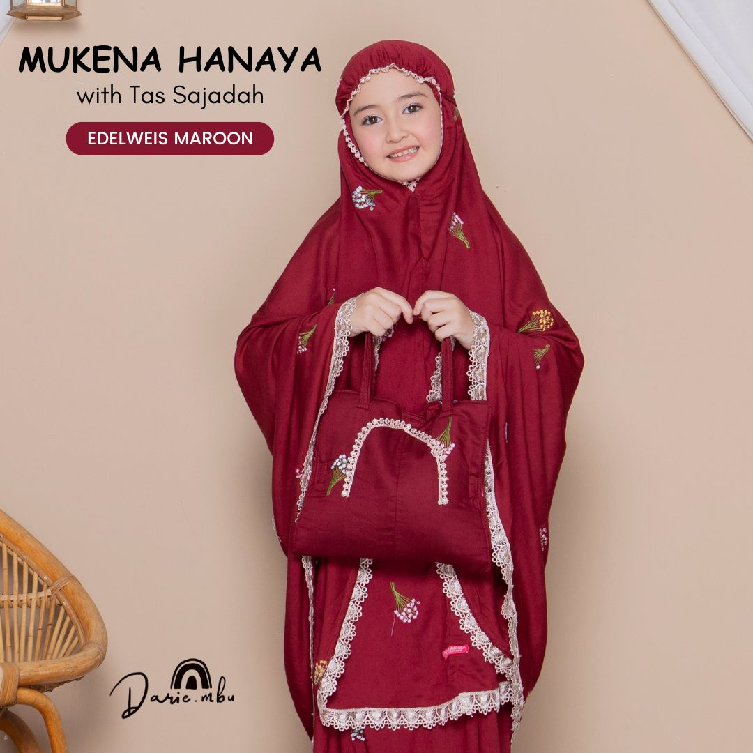 Mukena Anak Remaja Bordir Tas Sajadah Hanaya Katun Rayon Premium