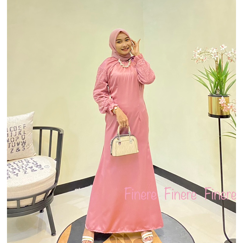 Dress Satin kombinasi Brokat - Baju Kondangan Wanita - Bridesmaid Best Seller