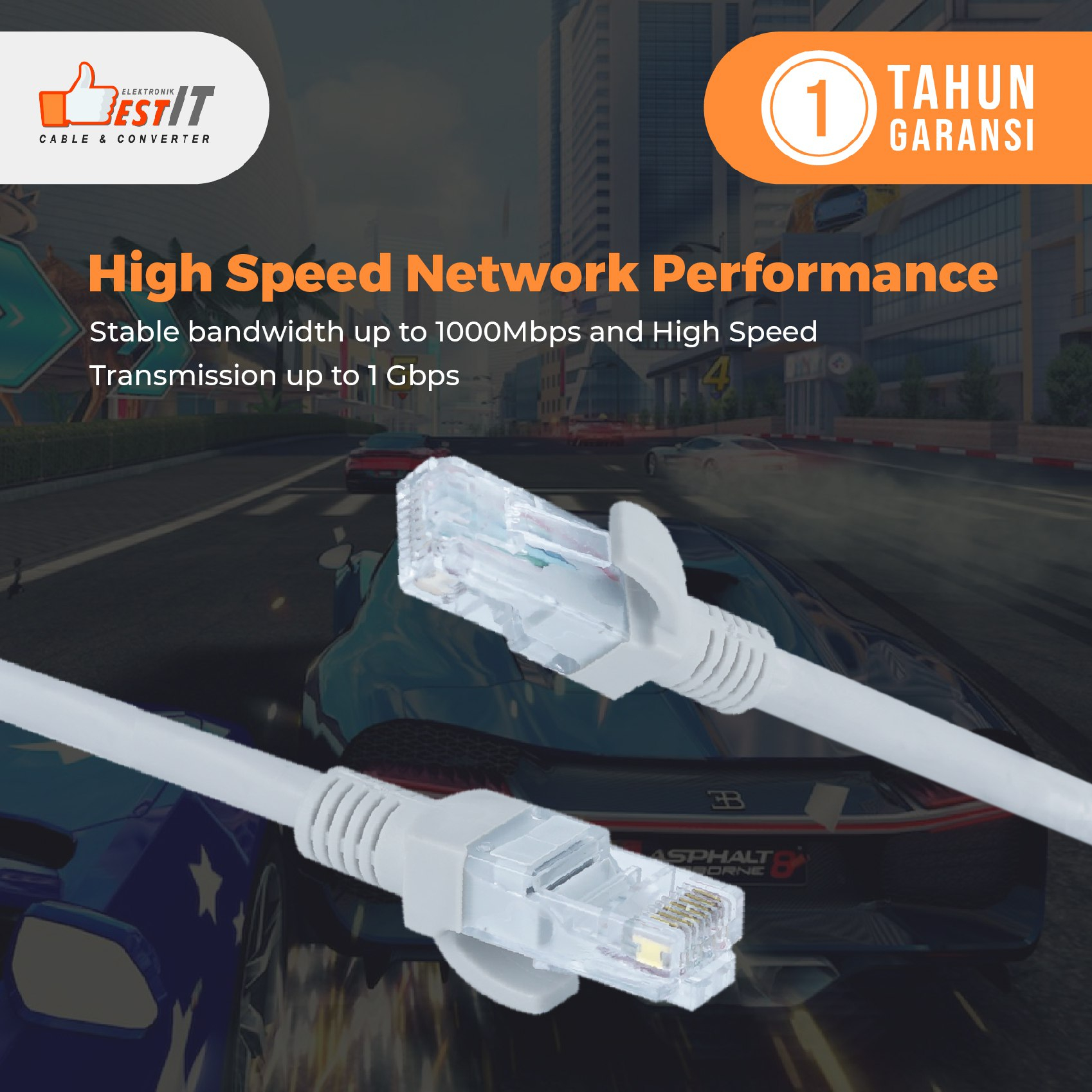 Kabel Lan UTP Cat6e Ethernet Network RJ45 High Speed 1.5 Meter NYK