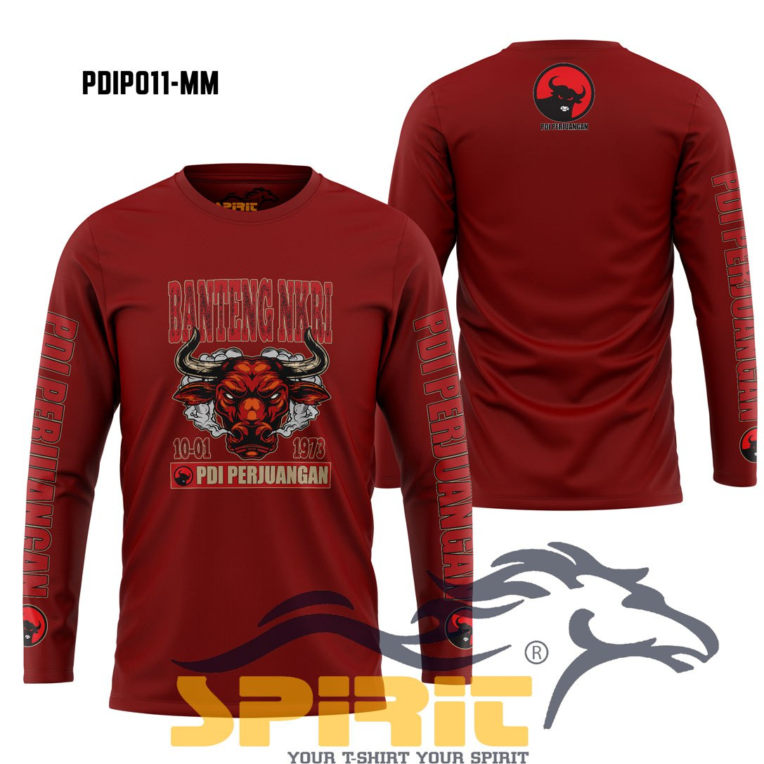 BAJU KAOS PDIP " BANTENG NKRI " KAOS PARTAI PDI PERJUANGAN LENGAN PANJANG ALL SIZE JUMBO / KAOS DIST