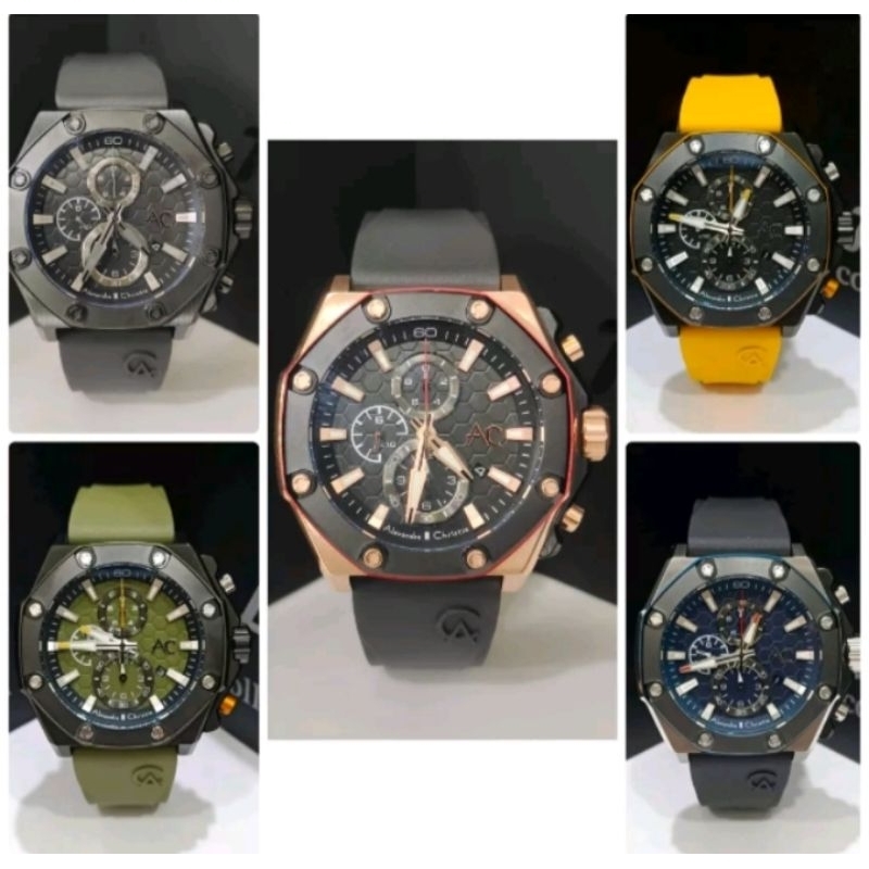 Original Alexandre Christie collection jam tangan pria Ac9601/ ac 9601 rubber
