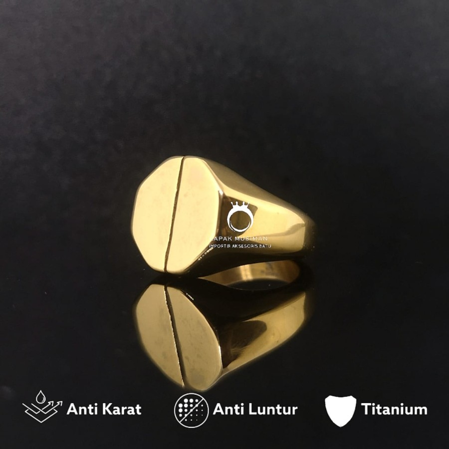 Cincin Pria Titanium Anti Karat Karakter Gold Polos