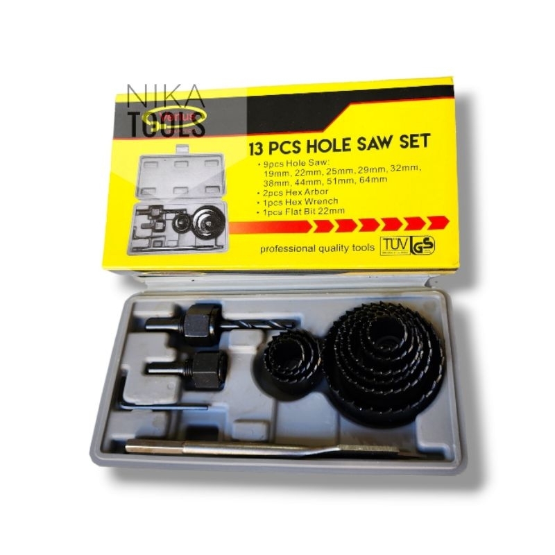 Hole Saw Set 13 pcs Kit Mata Bor Kayu