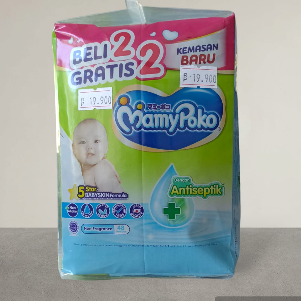 MamyPoko Wipes Tisu Basah Regular Antiseptik 48 Non Perfume Buy 2 get 2